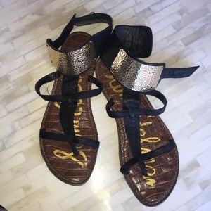 Sam Edelman Black Sandals w/ Gold Ankle Strap